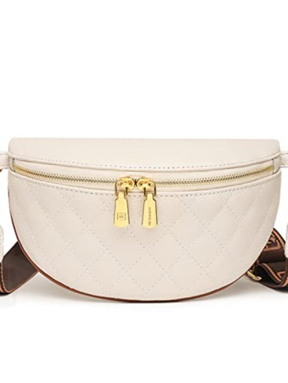 Quilted Faux Leather Fanny Pack Crossbody Waist Bag for Women with Zipper